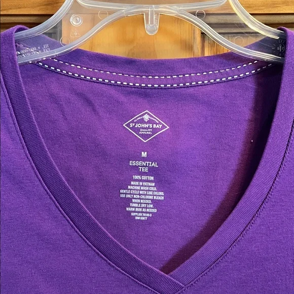 St. John's Bay Purple Short Sleeve V-Neck Tee - Picture 2 of 4